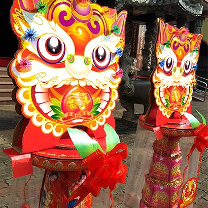 【一對88折】有燈中Q獅壽塔(4尺2)